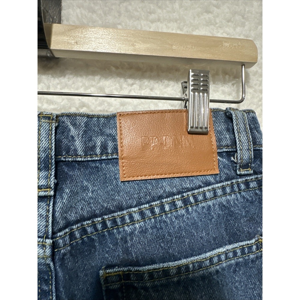 Princess Polly Fawcett‎ High Rise Straight Jeans Mid Blue Wash Raw Edge Hem Sz 2 - Picture 11 of 15